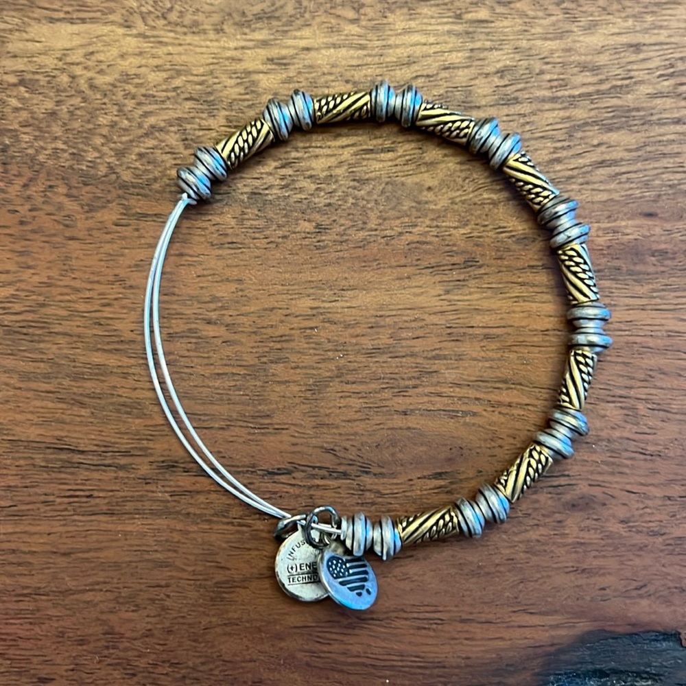 Alex and Ani Silver and Gold Mixed Metal Beaded Bangle Bracelet